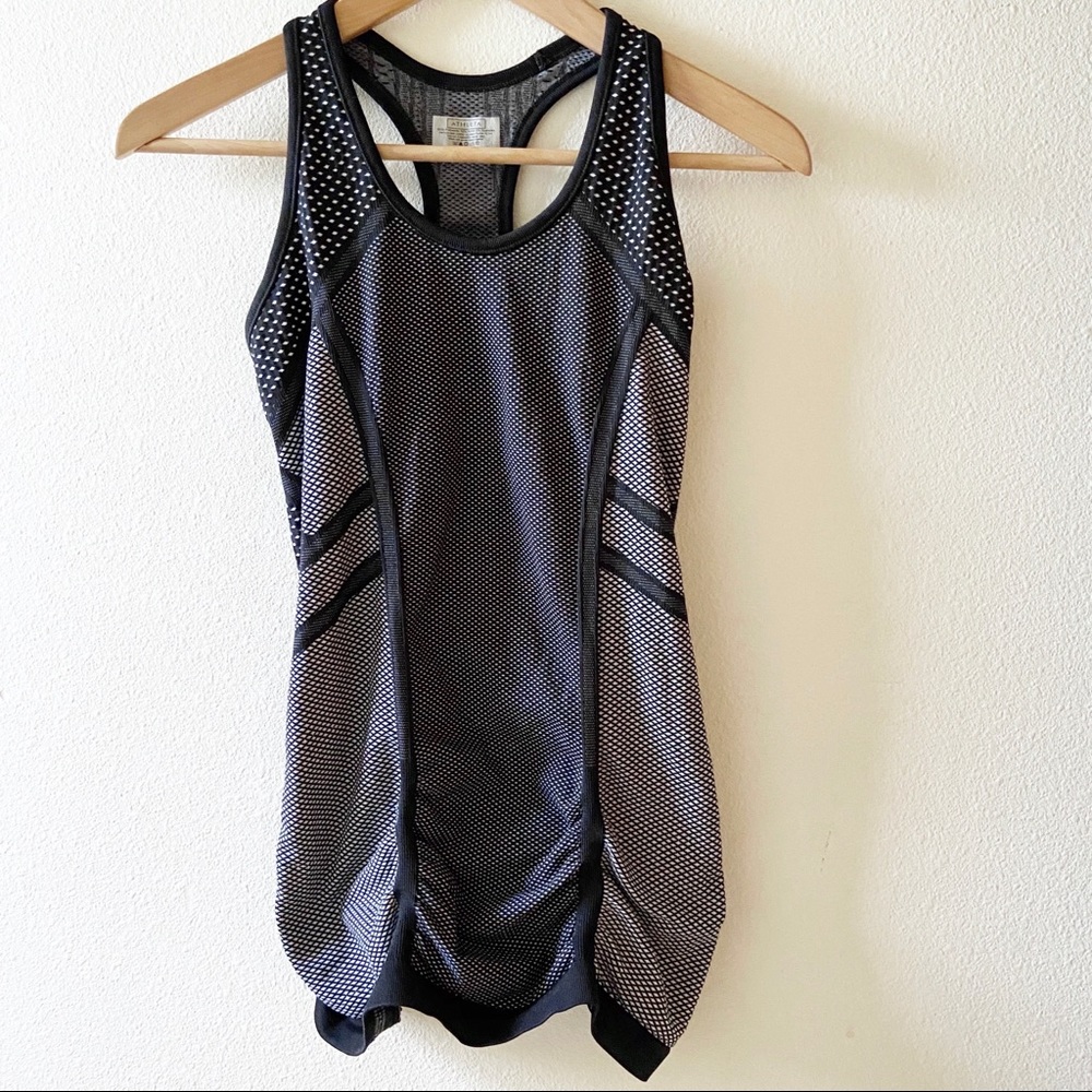 Athleta ruched Gray and black athletic tank